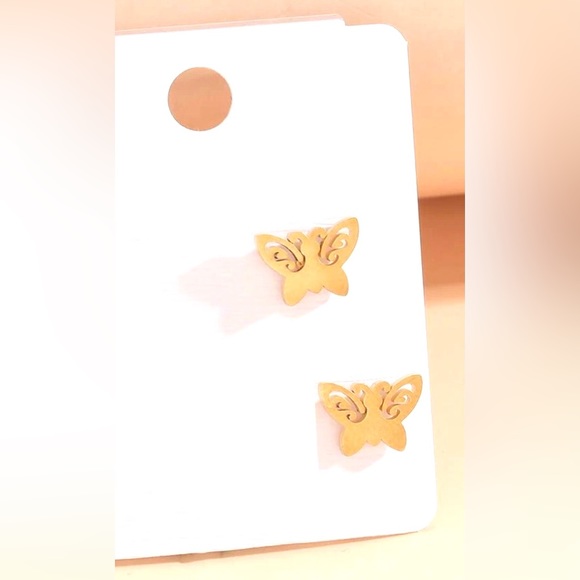 “Curlicue Butterfly” Coil Spiral Swirl Loop Twist Scroll Ringlet Mini Steel Stud - Picture 5 of 7